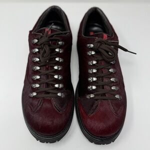 RARE Prada Linea Rossa Vintage 90s Pony Hair Sport Boot Rich Burgundy NWOT